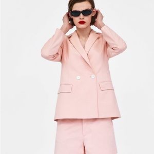 ZARA Pink Double Breasted Blazer Size Large